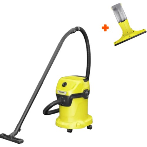 Karcher WD 3 V-17/4/20 Usisivač za mokro i suvo usisavanje, 1000 W, 17l, Žuti + Usisivač za stakla KWI 1 Plus Cene