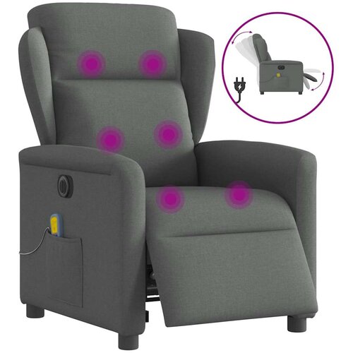 VidaXL Električni masažni naslonjač od tkanine tamnosivi Slike