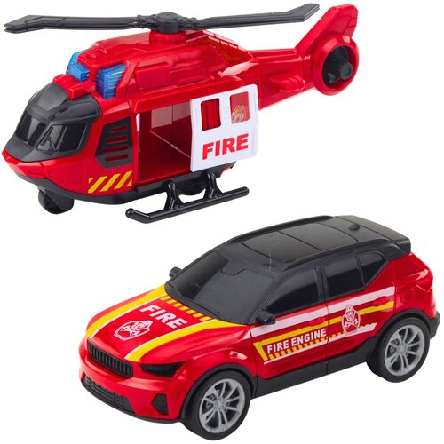 Lean Toys Gasilski tovornjak, vlečno vozilo, helikopter, avtomobilske luči, zvoki Slike