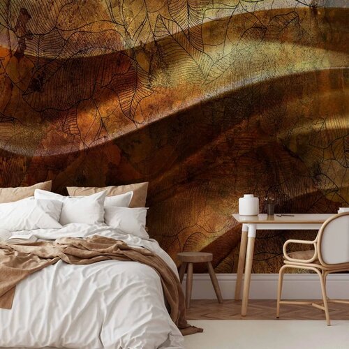  Foto tapeta - Liquid gold - abstract wavy composition with leaf patterns 350x256 Cene