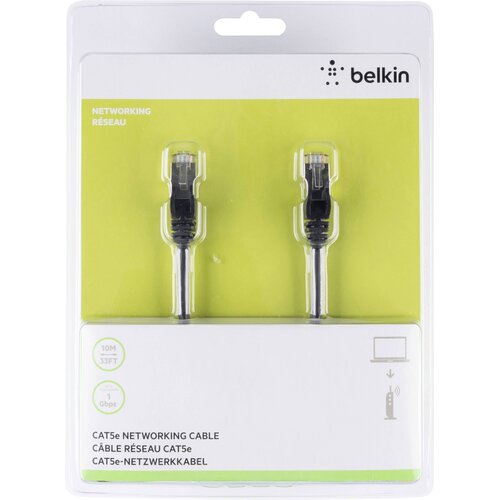 Belkin A3L981BT10MBKHS RJ45 omrežni kabel\, Patch kabel CAT 6 S/FTP 10.00 m črna z za&scaron;čitnim zapornim zatičem 1 kos, (20415375) Cene
