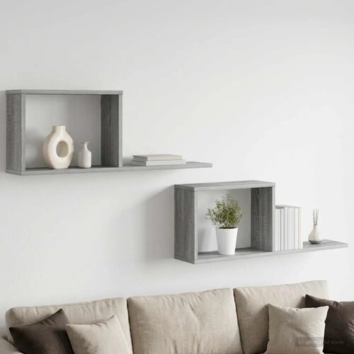  Plutajuće police 2 kom. Siva Sonoma 80 x 15 x 30 cm - Siva Sonoma 2 Cijene
