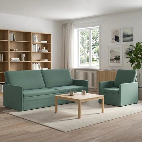  Set sofe 2 pcs Morska zelena Baršun - zelena boja mora 1-Sjedalo + 3-Sjedalo (210 cm) Cene
