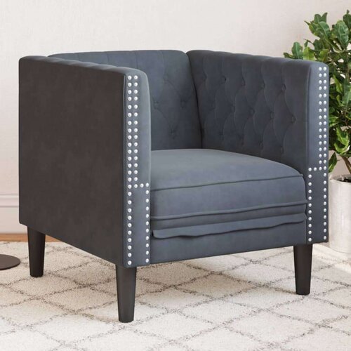  Fotelj chesterfield temno siv žamet Cene