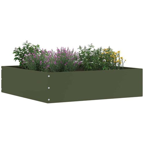 VidaXL Ograda oko Travnjaka Maslinovo zelena 50 x 50 x 13 cm Čelik Slike
