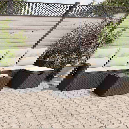 vidaXL Vrtna sedežna garnitura 6-delna z blazinami črna poli ratan Cene