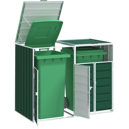  Spremi&scaron;te za 2 kanta za otpad zelena 144x81x113 cm čelično Cijene