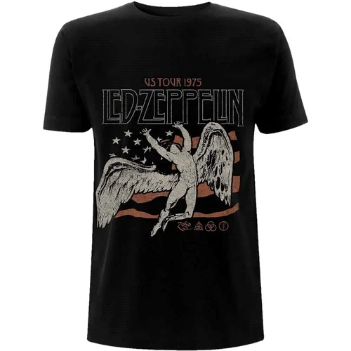 Led Zeppelin Košulja US 1975 Tour Flag Unisex Black 2XL