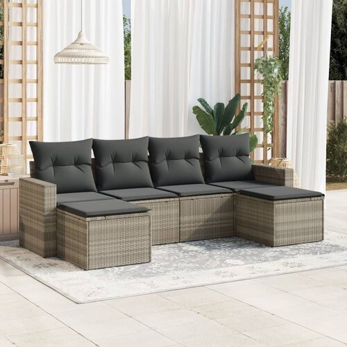 vidaXL 6-dijelni set vrtnih sofa od poliratana s jastucima svjetlosivi Cijene