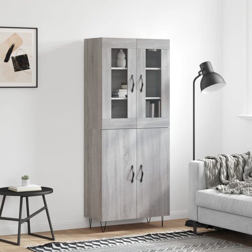 vidaXL Visoka komoda siva sonoma 69,5x34x180 cm inženirski les Cene