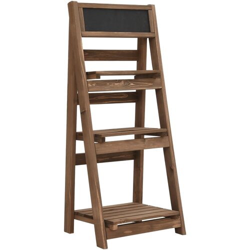 VidaXL Stojalo za rože s tablo 3-nadstropno 40x30x90cm trden les jelke Slike