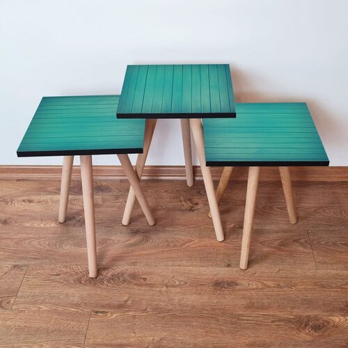 Hanah home 3Shp333 - blue blue nesting table (3 pieces) Cene