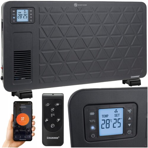  2300w wifi pametna električna konvektorska grijalica LCD + aplikacija i daljinski upravljač crna Cijene