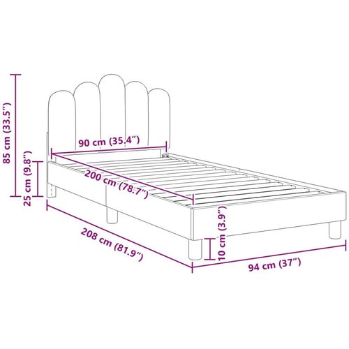  Okvir kreveta za malu djecu s naslonom Traper plava 90 x 200 cm Slike
