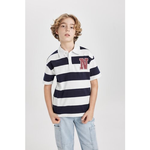 Defacto Boys Oversize Fit Striped Printed Short Sleeve Polo T-Shirt Slike