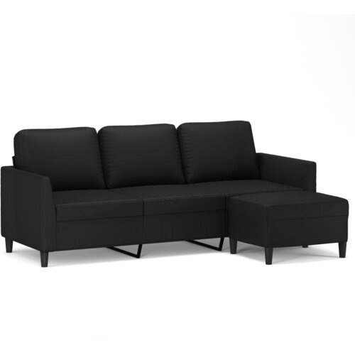 Maison Chic kavč - Sofa - Kanape trosed s stolčkom za noge črn 180 cm umetno usnje, (21727660) Cene