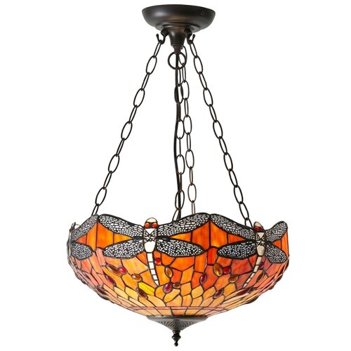 Endon 64076 - Luster na lancu Tiffany DRAGONFLY 3xE27/60W/230V, prečnik 41 cm Slike
