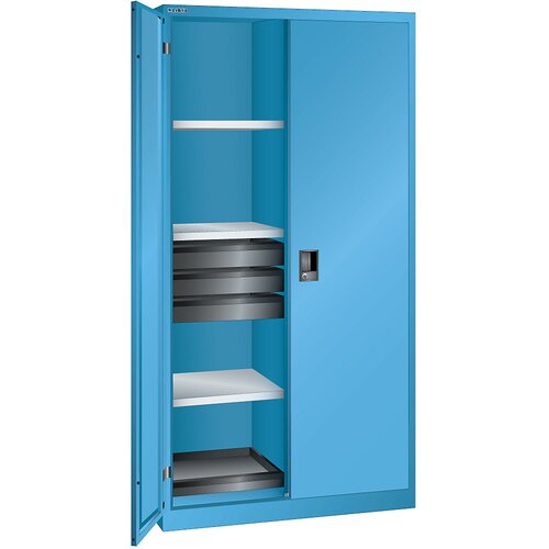LISTA omara s krilnimi vrati, vxšxg 1950 x 1000 x 580 mm, z 8 policami, 6 predali, svetlo modra Cene