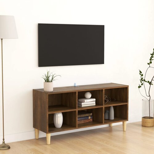 VidaXL TV ormarić s nogama od masivnog drva 103,5x30x50 cm boja hrasta Slike