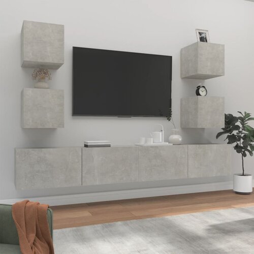 The Living Store Komplet TV omaric 6-delni betonsko siv inženirski les - Komplet TV Omaric, (21374670) Slike