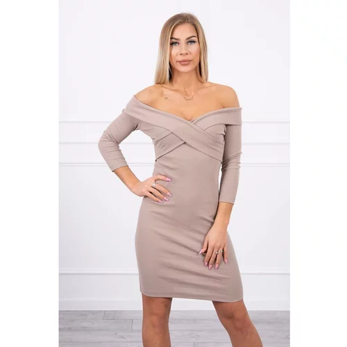 Kesi Dress fitted with a V-neck dark beige