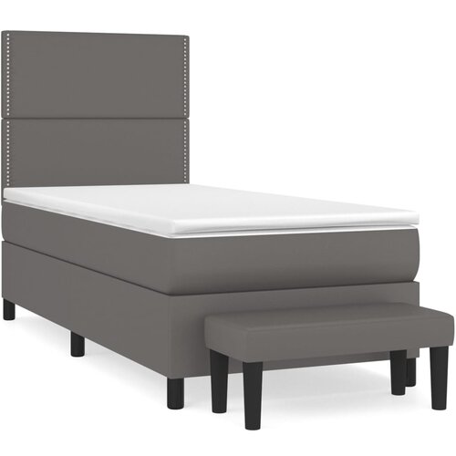 Maison Chic Box spring postelja - Vzmetna postelja z vzmetnico siv 90x190 cm umetno usnje SL14303, (21905298) Cene
