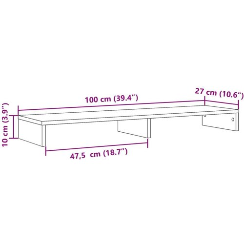VidaXL Stalak za monitor bijeli 100 x 27 x 10 cm od konstruiranog drva Slike