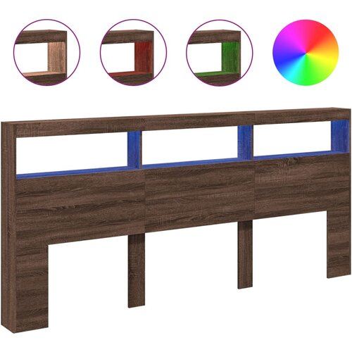 Maison Chic posteljno vzglavje - vzglavna omarica - nočna omarica led rjavi hrast 220x17x102 cm, (21705664) Slike