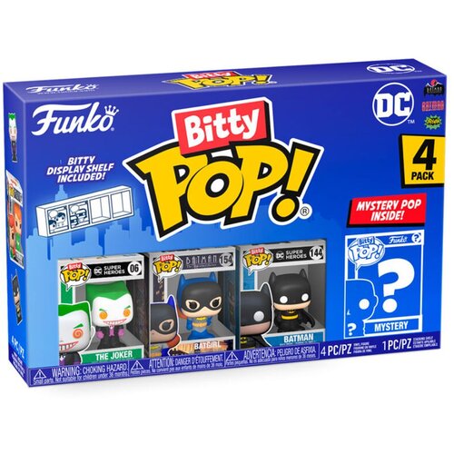 Funko Bitty Pop! DC - Batman, Batgirl, The Joker in Surrise Mystery Mini Figure - 0,9 palca (2,2 cm) - DC Comics Collectable - Priložena razstavna polica - Ideja o darilih - Zabave za zabave, (21041556) Slike
