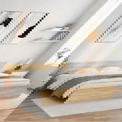 VidaXL Okvir kreveta s uzglavljem boja hrasta 180x200 cm Slike