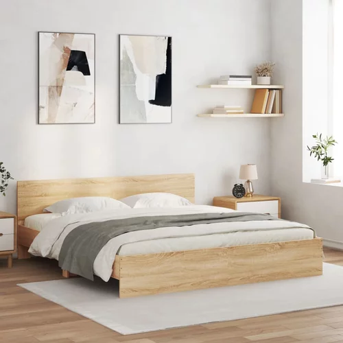 vidaXL Okvir kreveta s uzglavljem boja hrasta 180x200 cm