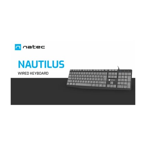 Natec NAUTILUS, Slim Multimedia Keyboard US, Spill Proof, USB, Black/Grey Cene