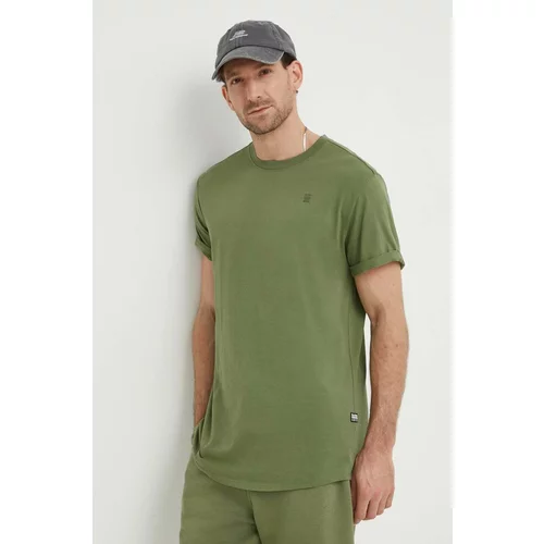 G-star Raw Pamučna majica za muškarce, boja: zelena, bez uzorka