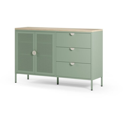 Marckeric Mentolno zelena/v naravni barvi kovinska komoda 140x90x40 cm Sayla &amp;ndash; Slike