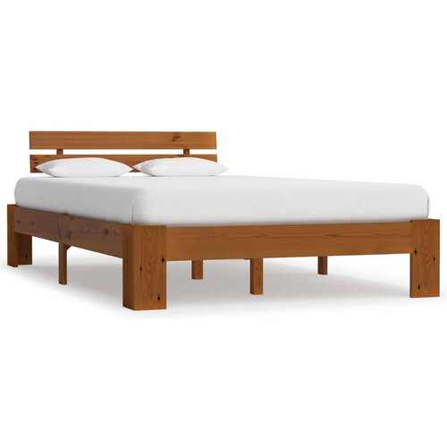 VidaXL Posteljni okvir medeno rjav iz trdne borovine 120x200 cm, (20647394) Slike