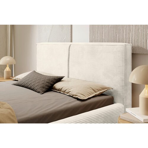 MID.YOU OBLAZINJENA POSTELJA 140 cm x 200 cm , les, tekstil, leseni material krem barve Slike