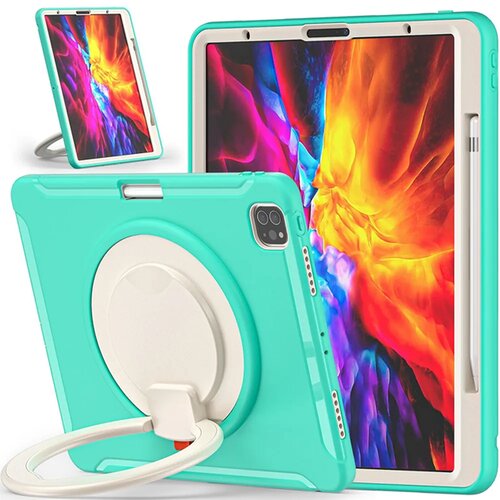 NIKCORP Ovitek za iPad Pro 12.9 (2021/2020/2018) s 360&amp;deg; vrtljivim stojalom, držalom za pisalo in ročajem, odporen na udarce, mentol, (5000139083) Slike
