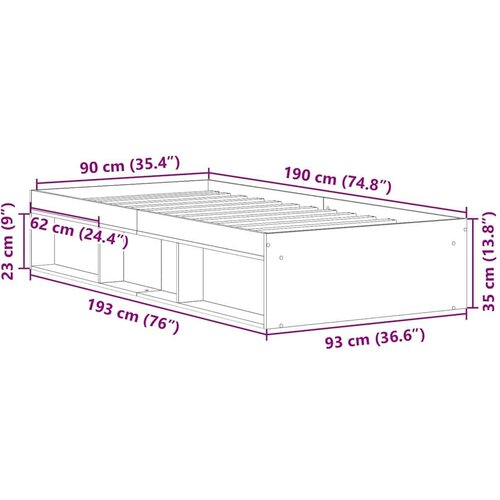 VidaXL Okvir kreveta bez madraca staro drvo 90x190 cm Slike