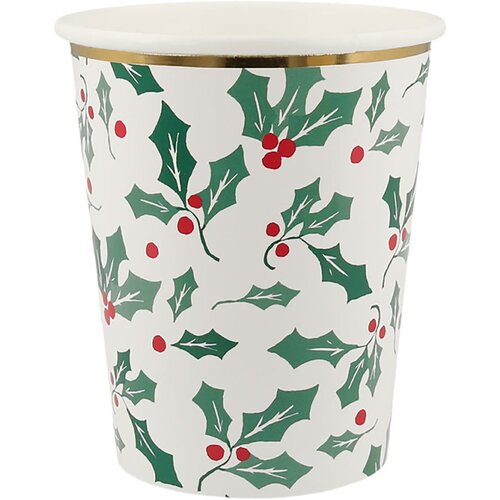 Meri Meri Papirnate jednokratne čaše u setu 8 kom Holly Pattern – Cijene