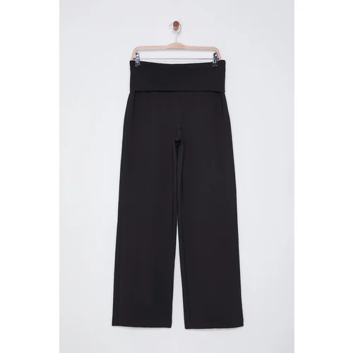 Trendyol Black Elastic Waist Wide Leg/Wide Leg Woven Trousers