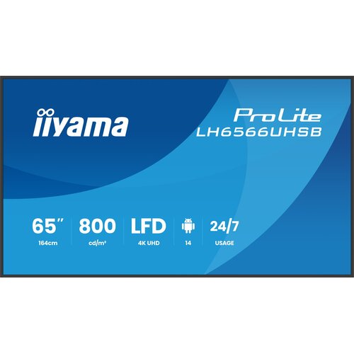 Iiyama LH6566UHSB-B1AG Signage Display Digital signage flat panel 165.1 cm (65) LCD Wi-Fi 800 cd /m&sup2; 4K Ultra HD Black Built-in processor Android 24 /7 Cijene
