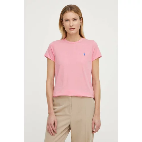 Polo Ralph Lauren Pamučna majica za žene, boja: ružičasta