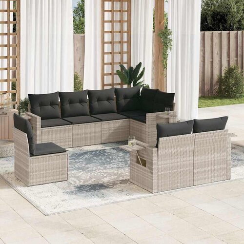  8-dijelni set vrtnih sofa od poliratana s jastucima svjetlosivi Cene