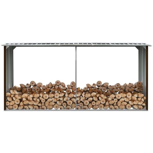 vidaXL Vrtna ostava za drva od pocinčanog čelika 330x92x153 cm smeđa Cene