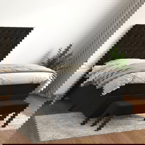VidaXL Box spring krevet s madracem crni 80 x 200 cm bar&amp;scaron;unasti Slike