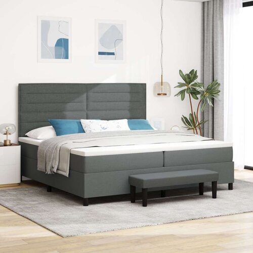 Box Postelja z vzmetnico in klopjo temno siva 200x200 cm tkanina, (22083901) Slike