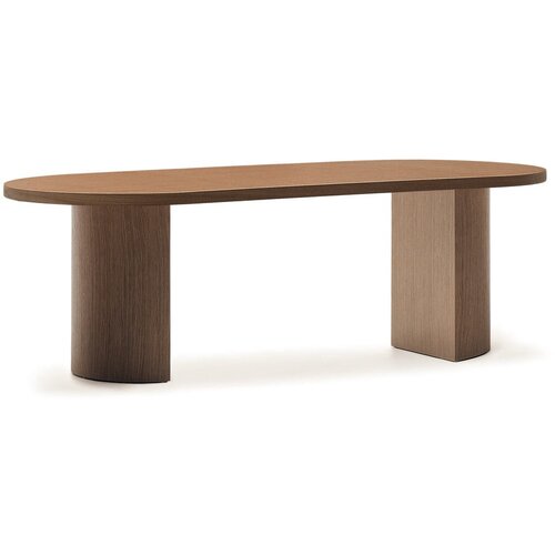 Kave Home Okrogla jedilna miza z mizno ploščo v orehovem dekorju 100x240 cm Nealy – Cene