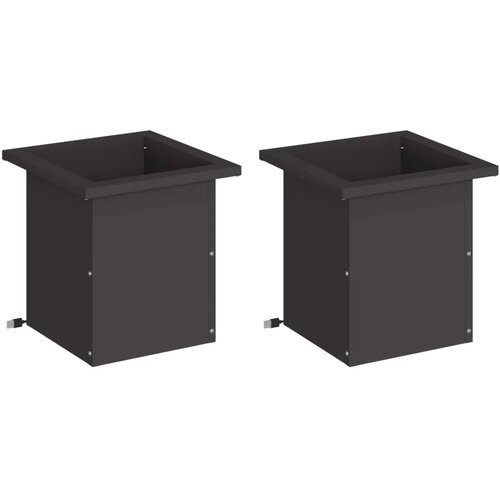  Vrtna posuda za sadnju s LED svjetlom 2 kom. Crna - Crna 30 x 30 x 30 cm 2 Slike