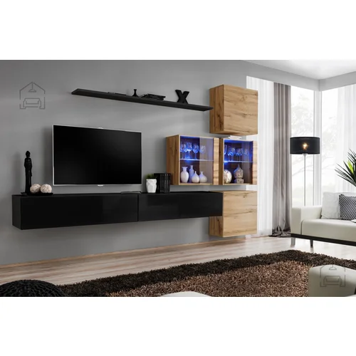 ASM Meble Dnevni TV regal Switch XIX 310 cm LED - črn/votan