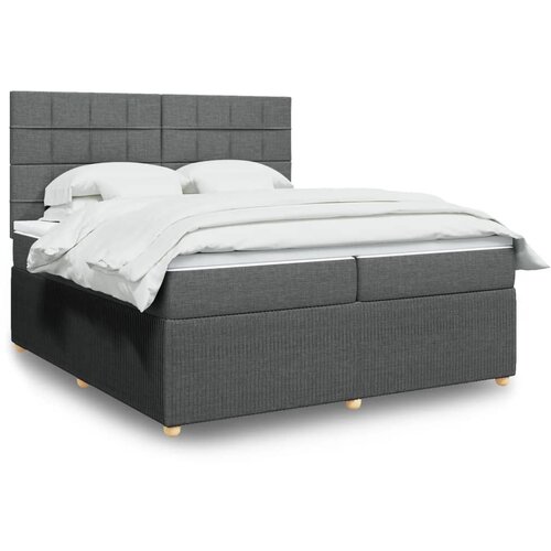 VidaXL Krevet s oprugama i madracem tamnosivi 200 x 200 cm od tkanine Slike